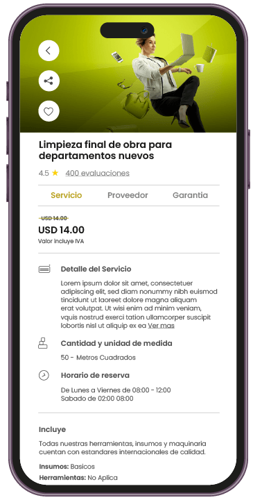 Revisa las condiciones de los servicios y sus garantías. 